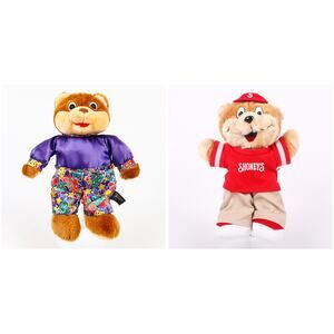 Pair of Vintage Shoney's Restaurant Collectible Stuffed Plush Teddy Bears
